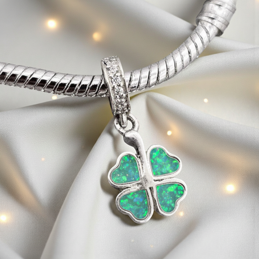 Four Leaf Clover Charm - Heavy White Ash Flecks