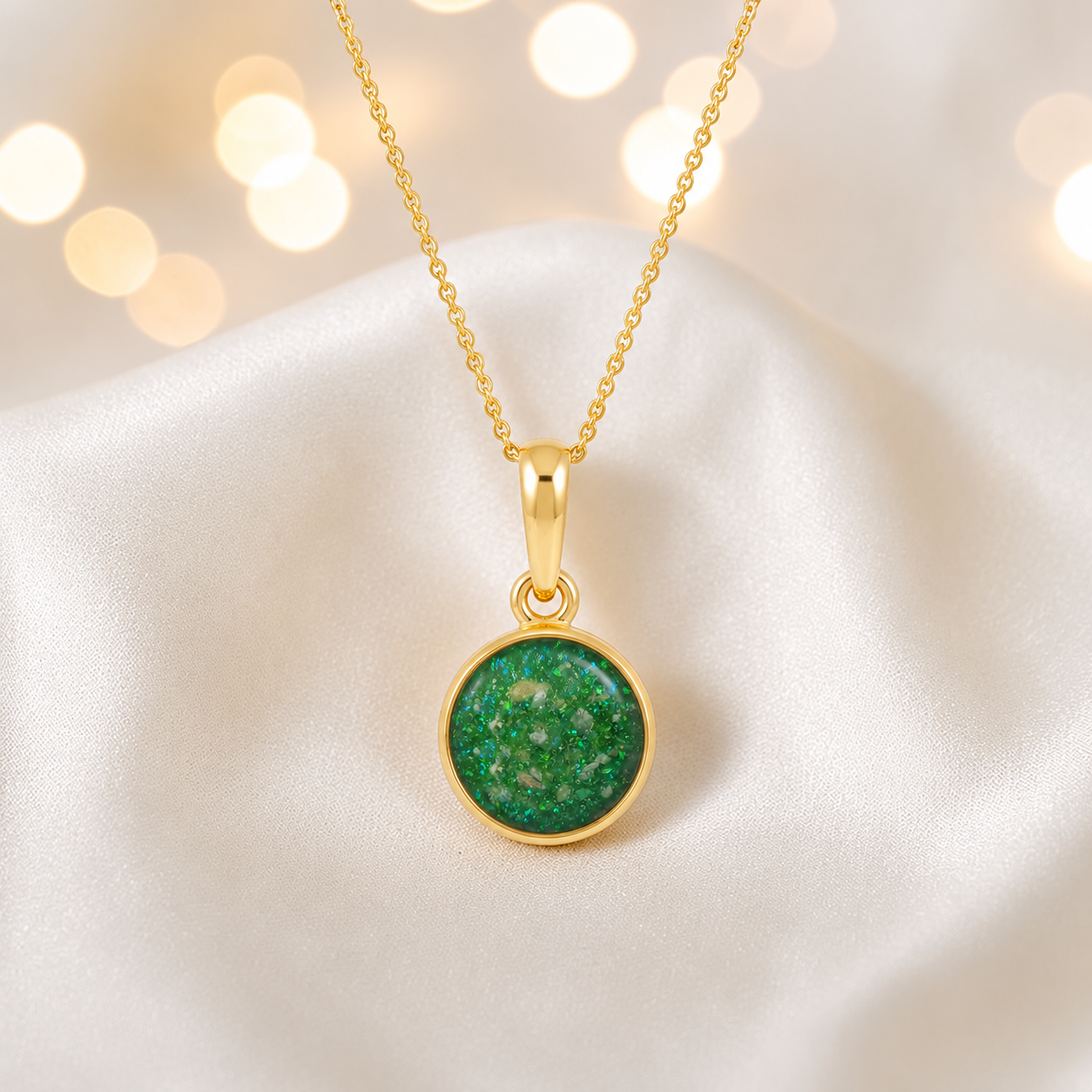 Fruit Green Eternal Gold 9ct gold pendant, handcrafted in Lancashire UK – by Keepsake Memorial Jewellery