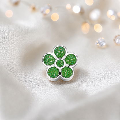 Fruit green sterling silver flora, flower ashes memorial charm, handcrafted in Lancashire by keepsake memorial