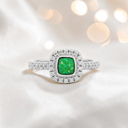 Keepsake Memorial Silver Florence Ashes Ring in fruit green - Handcrafted in the UK