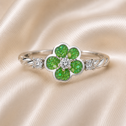 Fruit Green Forget Me Not memorial ring in 925 sterling silver – Keepsake Memorial Jewellery