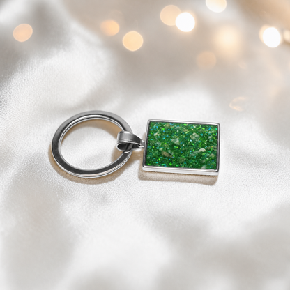 Stainless steel always with me keyring in fruit green, handcrafted in Lancashire, UK - by Keepsake Memorial Jewellery