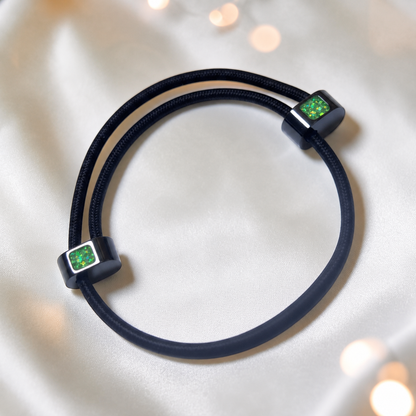 Fruit green Atlas men's stainless steel and cord memorial bracelet , handcrafted in Lancashire UK by Keepsake Memorial Jewellery
