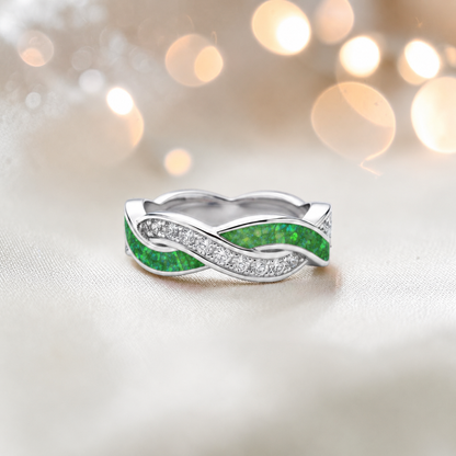 Keepsake Memorial silver Grace and ring, in fruit green, handcrafted in Lancashire, UK