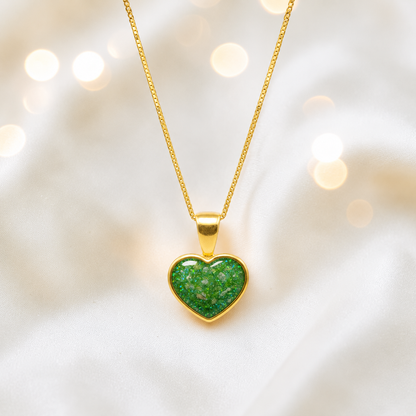 Fruit Green Treasured  heart 9ct gold pendant, handcrafted in Lancashire UK – by Keepsake Memorial Jewellery