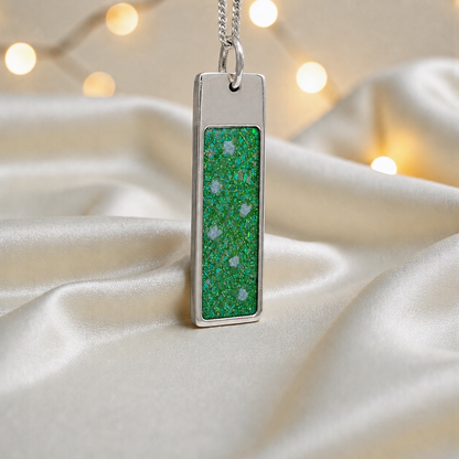 Fruit green Valour men's sterling silver memorial pendant, handcrafted in Lancashire UK by Keepsake Memorial Jewellery