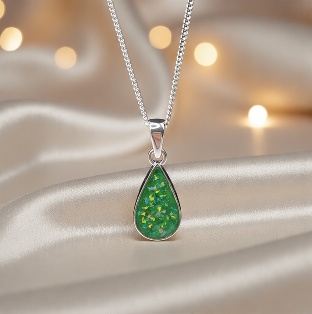 Keepsake Memorial Silver Ladies Teardrop Shape Ashes Pendant - Vega