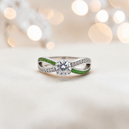 Keepsake Memorial Silver Infinity Ashes Ring in fruit green  - Handcrafted in the UK 