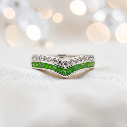 Keepsake Memorial Silver Sophia Ashes Ring in fruit green - Handcrafted in the UK