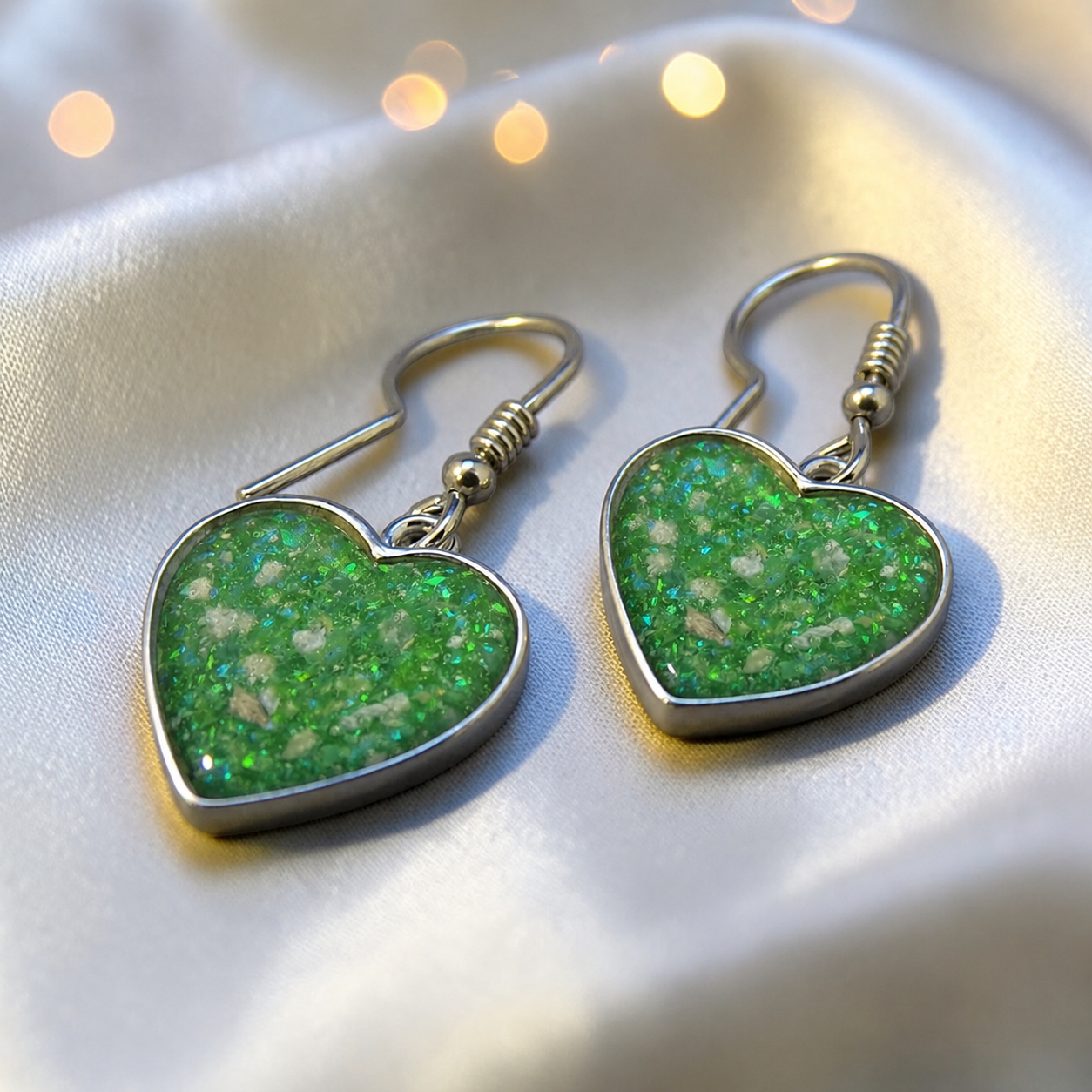 Keepsake Memorial Silver Ladies Heart Ashes Earrings - Whispers Of Love