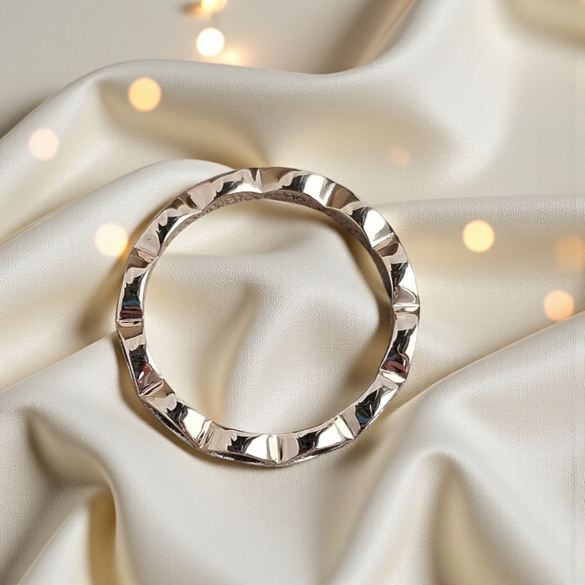 gold almond eye full band memorial ring, handcrafted in lancashire