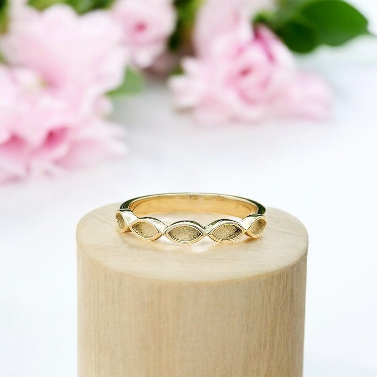 9k Gold (Half) Almond eye band ring