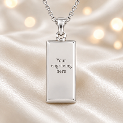 Engraved Bastion silver gold bar style ashes pendant, handcrafted in lancashire, uk