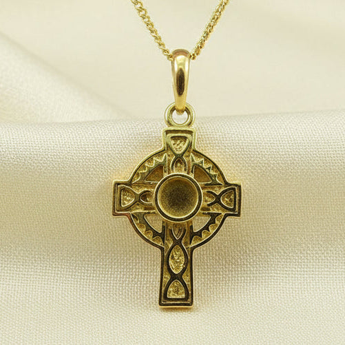 gold celtic ashes memorial cross, 9ct gold, lancashire