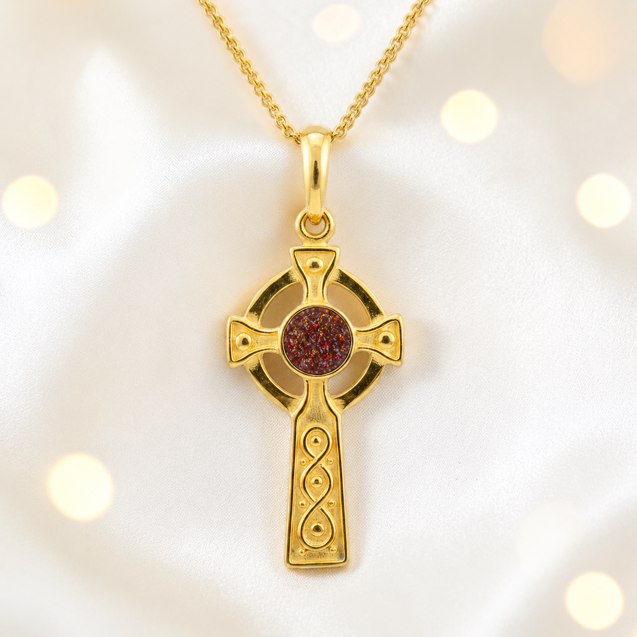 Copper Mocha Claddagh Cross 9ct gold pendant, handcrafted in Lancashire UK – by Keepsake Memorial Jewellery