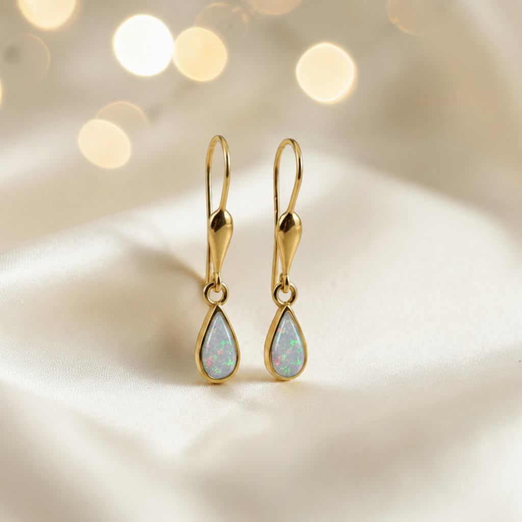 White Snow  Calla 9ct gold drop memorial earrings, handcrafted in Lancashire, UK – by Keepsake Memorial Jewellery