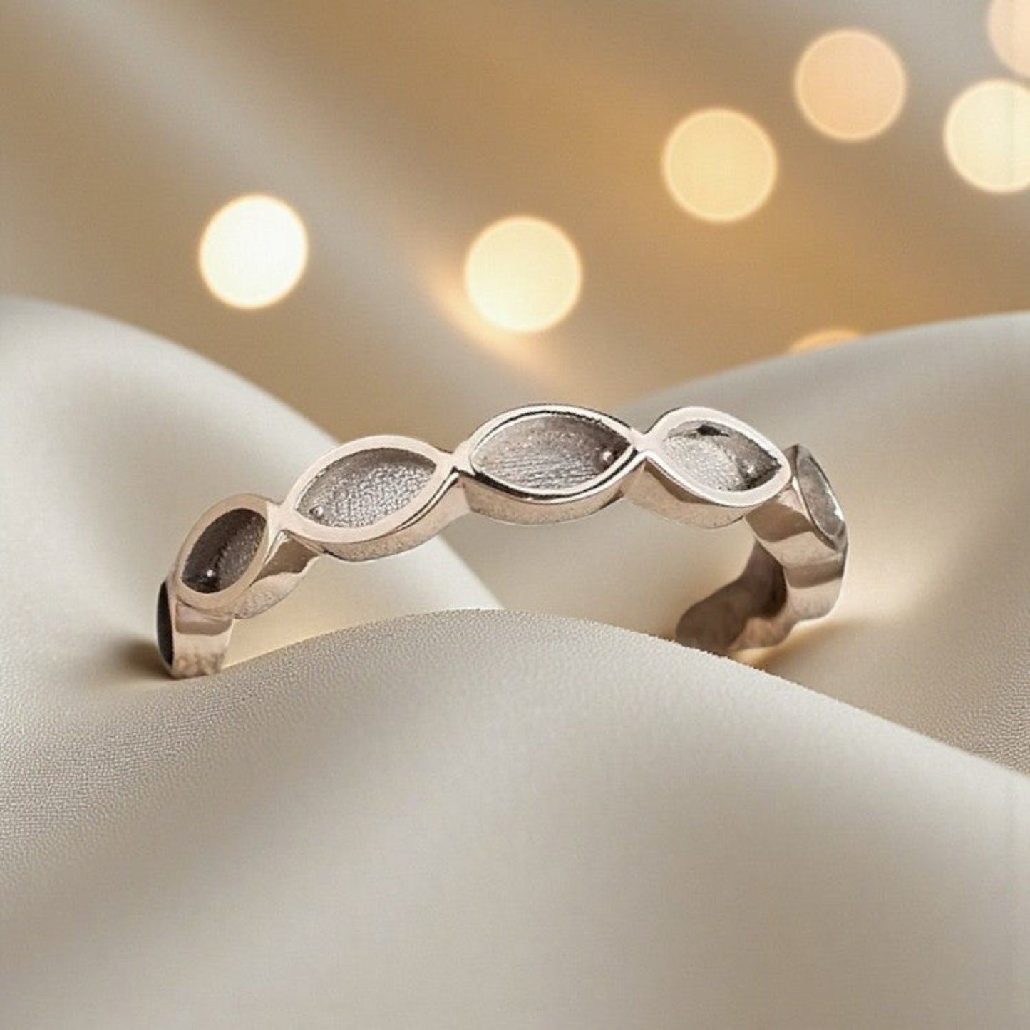 9ct gold full band almond eye memorial ring, handcrafted in lancashire, uk