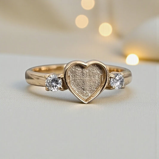 9ct gold double gem memorial ring, handcrafted in lancashire, uk