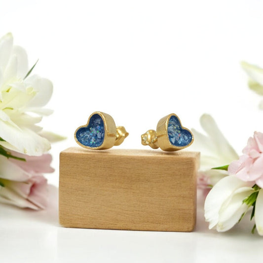 Small Solid 9ct Gold Heart Studs