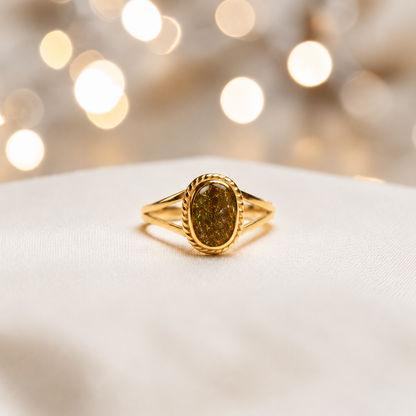 Gold Olive Ayla, 9ct gold oval memorial ring, handcrafted in Lancashire, UK – by Keepsake Memorial Jewellery