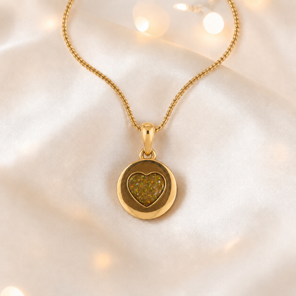 Gold Olive Dainty Heart 9ct gold pendant, handcrafted in Lancashire UK – by Keepsake Memorial Jewellery