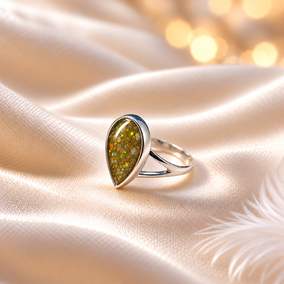 keepsake memorial silver teardrop ashes ring  Elizabeth, handcrafted in Lancashire