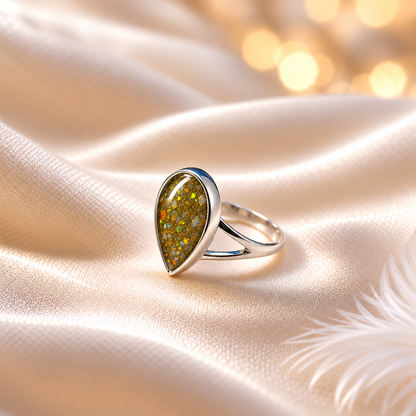 keepsake memorial silver teardrop ashes ring  Elizabeth, handcrafted in Lancashire