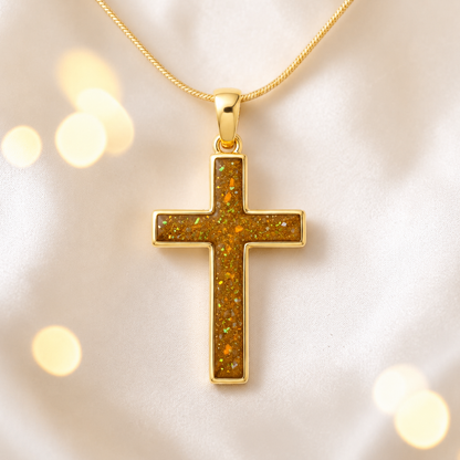 Gold Olive Eternal Cross 9ct gold pendant, handcrafted in Lancashire UK – by Keepsake Memorial Jewellery