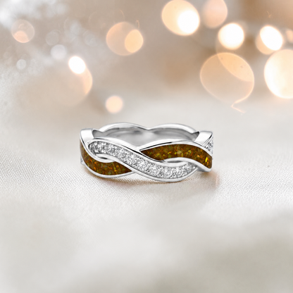 Keepsake Memorial silver Grace and ring, in gold olive, handcrafted in Lancashire, UK