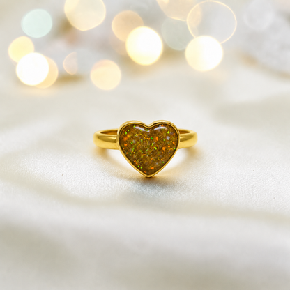 Gold Olive 9ct gold heart memorial ring, Juliette, handcrafted in Lancashire, UK – by Keepsake Memorial Jewellery