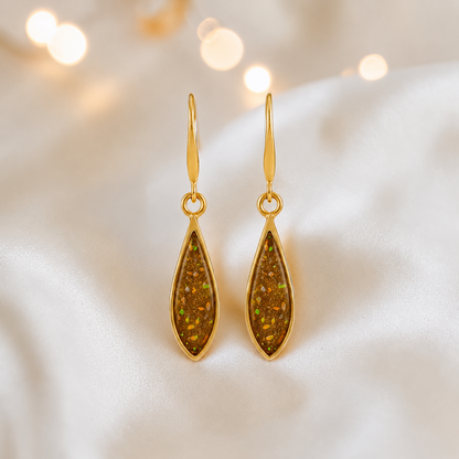 Gold Olive Luz 9ct gold tear drop earrings, handcrafted in Lancashire, UK – by Keepsake Memorial Jewellery