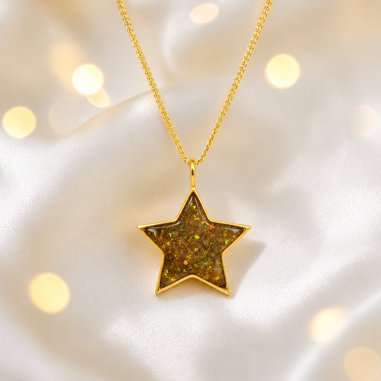 Gold Olive Merak Star 9ct gold pendant, handcrafted in Lancashire UK – by Keepsake Memorial Jewellery