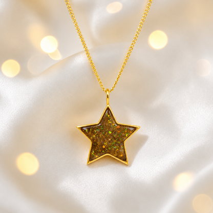 Gold Olive Merak Star 9ct gold pendant, handcrafted in Lancashire UK – by Keepsake Memorial Jewellery