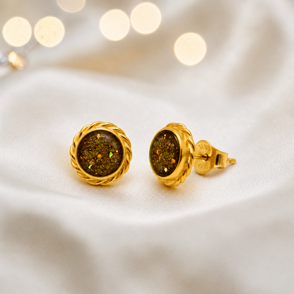 Gold Olive Tala 9ct gold flower earrings, handcrafted in Lancashire, UK – by Keepsake Memorial Jewellery