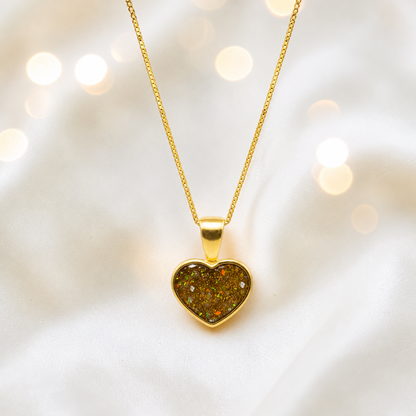 Gold Olive Treasured  heart 9ct gold pendant, handcrafted in Lancashire UK – by Keepsake Memorial Jewellery