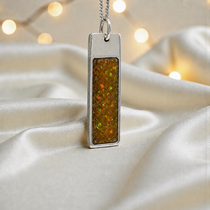 Gold olive Valour men's sterling silver memorial pendant, handcrafted in Lancashire UK by Keepsake Memorial Jewellery