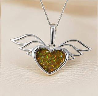 Keepsake Memorial Silver Ladies Winged Heart Ashes Pendant - Sirius