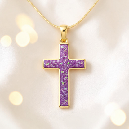 Rose Pink Eternal Cross 9ct gold pendant, handcrafted in Lancashire UK – by Keepsake Memorial Jewellery