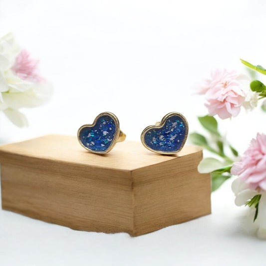 Solid 9ct Gold Heart Stud earrings