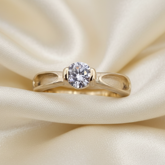 gold solitaire ashes memorial ring, handcrafted in lancashire 