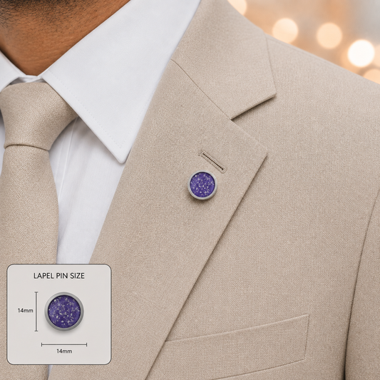 The Guardian Pin — round stainless steel ashes memorial pin badge, handcrafted in Lancashire, UK - by Keepsake Memorial Jewellery