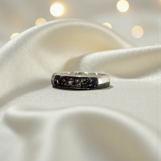 silver half channel ashes memorial ring, handcrafted in lancashire, uk