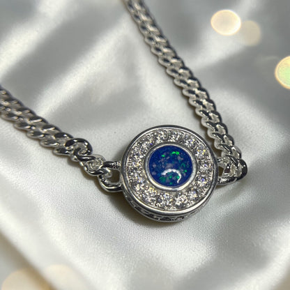Halo Bracelet — silver halo ashes memorial bracelet, close up front view, handcrafted in Lancashire, UK