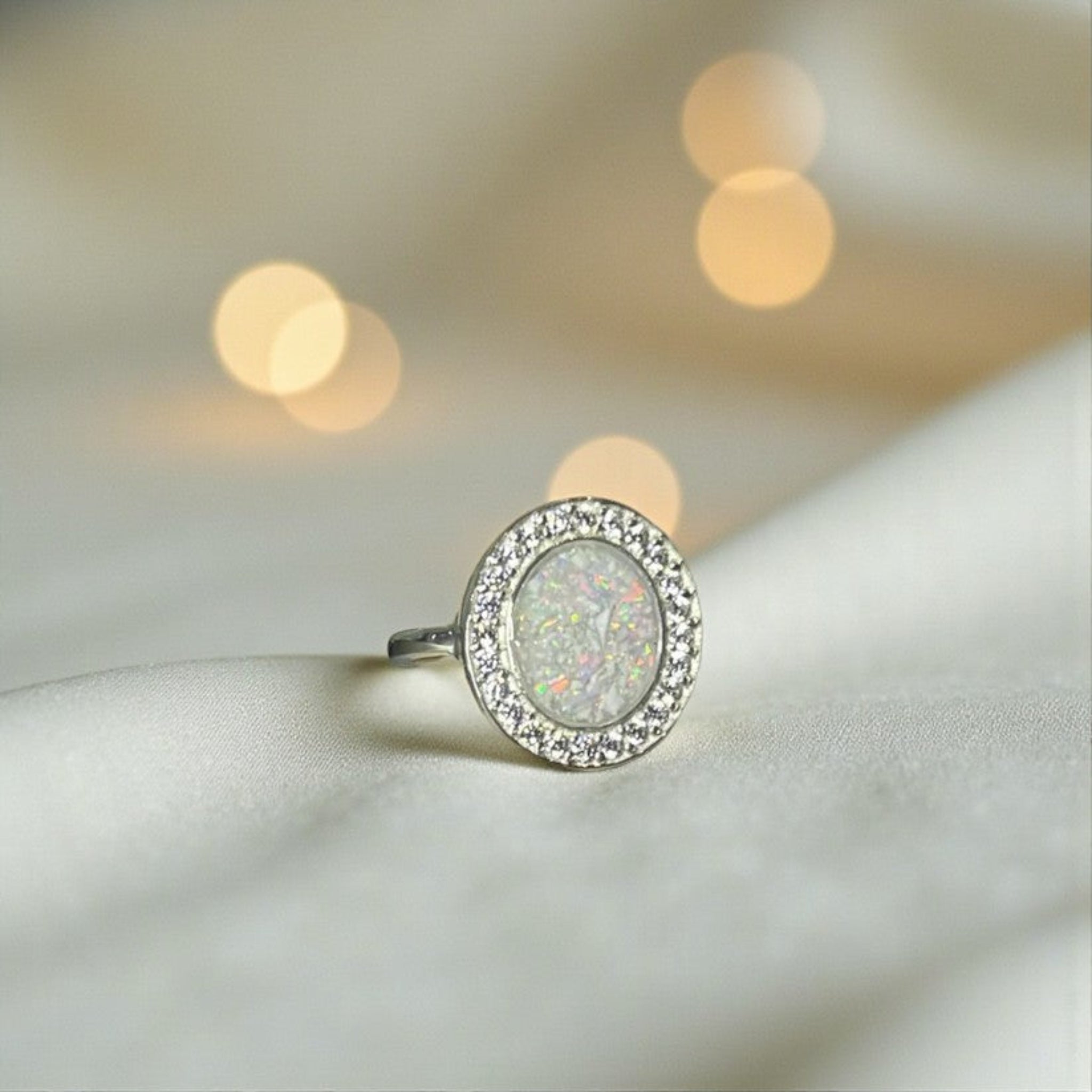 silver halo ashes ring, handcrafted in Lancashire, UK