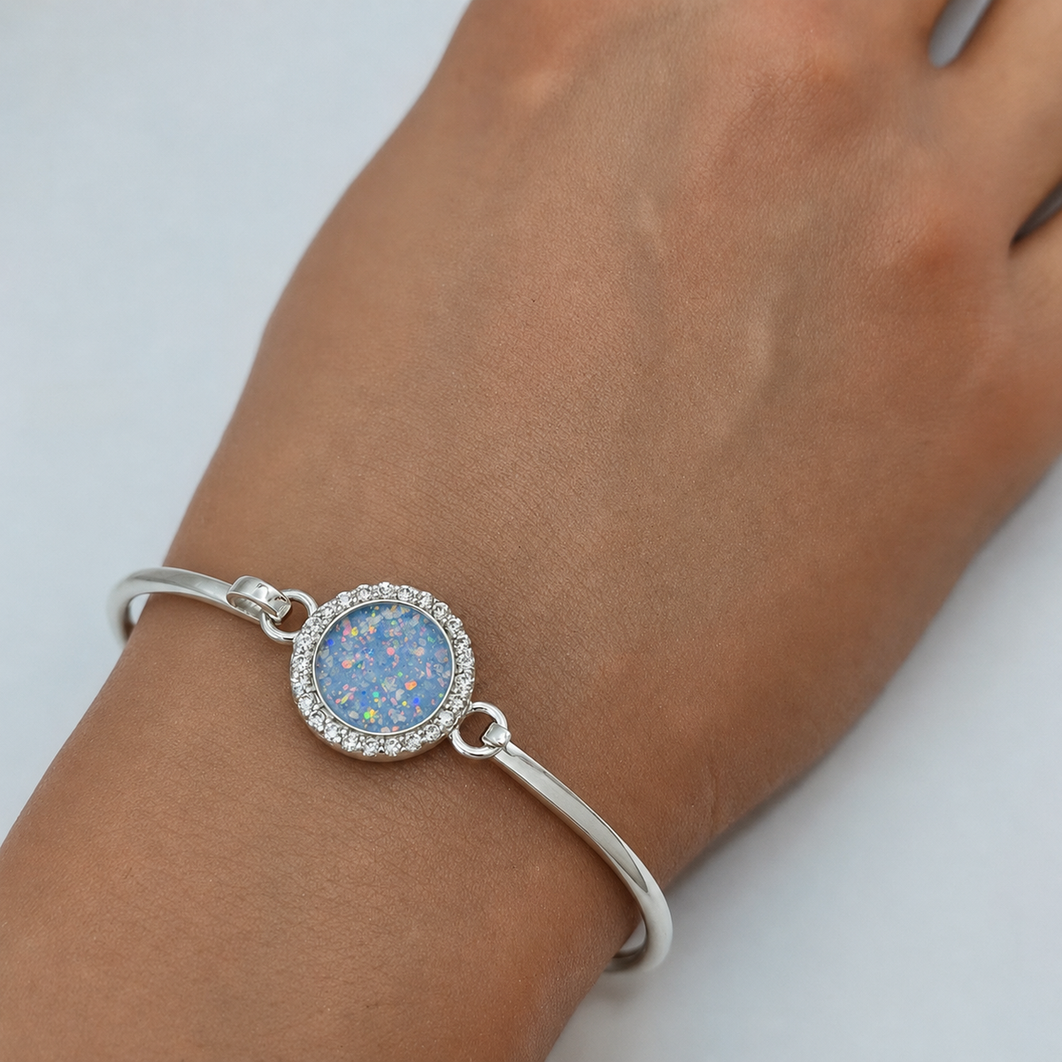 Halo Bangle — silver halo ashes memorial bangle, handcrafted in Lancashire, UK - by Keepsake memorial Jewellery