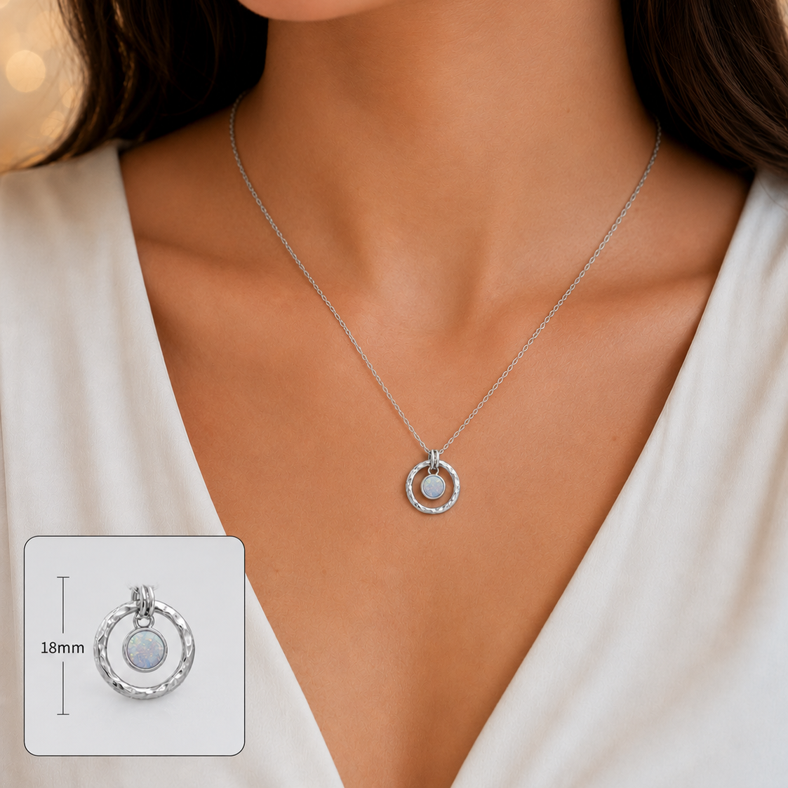 Hammered hollow circle sterling silver memorial pendant, handcrafted in Lancashire UK by Keepsake Memorial Jewellery

