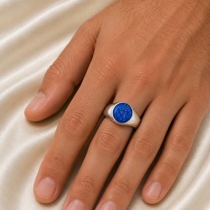 Haven men's sterling silver  memorial signet ring, handcrafted in Lancashire UK by Keepsake Memorial Jewellery
