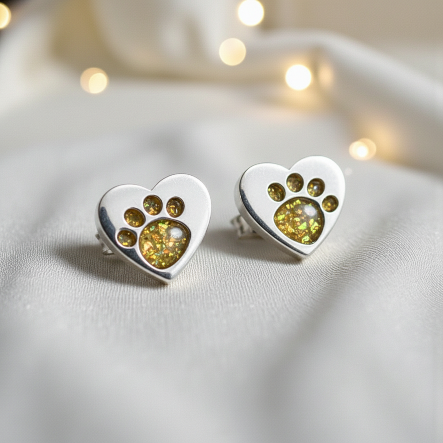 heart paw studs, handcrafted in uk