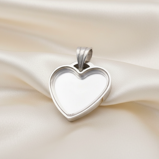 stainless steel heart memorial pendant, handcrafted in lancashire, uk