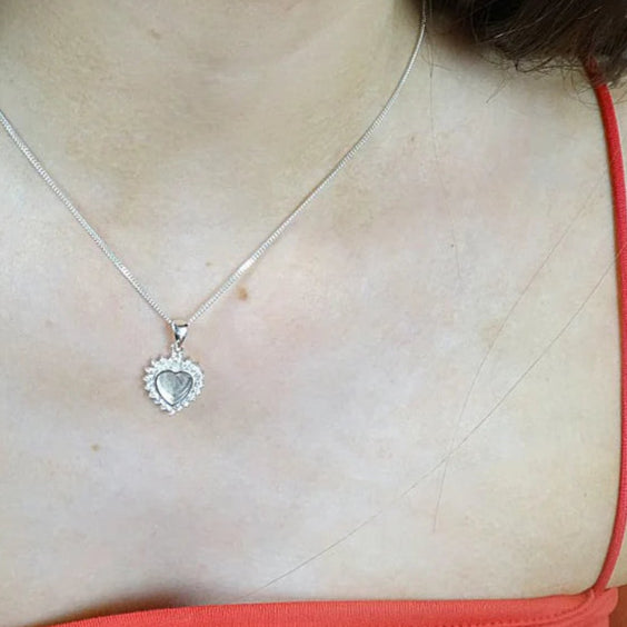 Stunning Silver Heart Pendant With CZ